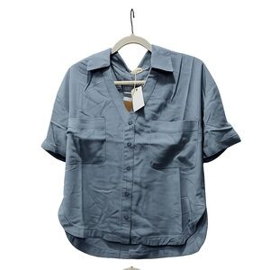 Blu Pepper Sky Blue Button-Up Blouse